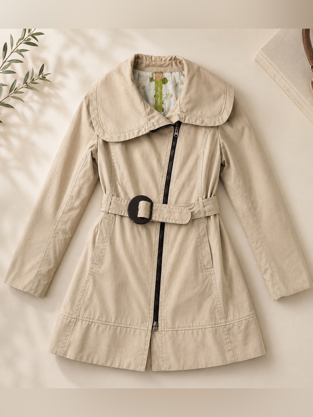 Soia & Kyo Beige Kids' Raincoat with Belted Waist